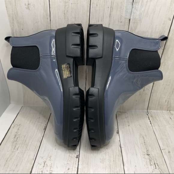 New Agl Maxine Patent Leather Lugged Sole Chelsea Boots in Navy/Midnight Size 6 - Picture 7 of 16
